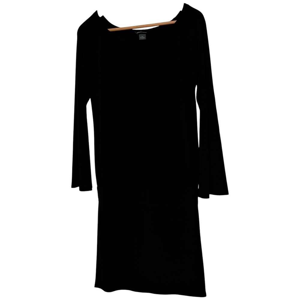 Moda International Black Long Sleeve Drop Waist Mini Dress Small